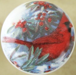 CERAMIC CABINET KNOB CARDINALS