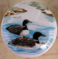 CERAMIC CABINET KNOB LOONS LOON