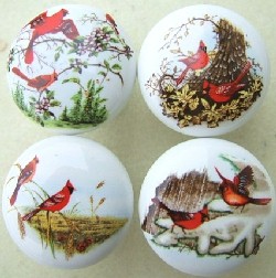 CERAMIC CABINET KNOB CARDINALS