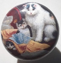 CERAMIC CABINET KNOB pulls CATS KITTEN pretty#1