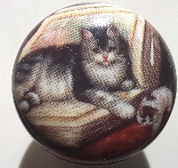 CERAMIC CABINET KNOB pulls CATS KITTEN pretty#2
