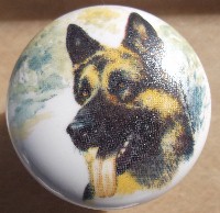 ceramic cabinet knob german shepherd dog