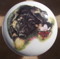 ceramic cabinet knob german shepherd dog