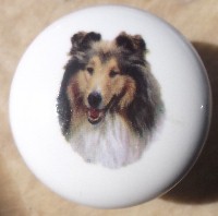 ceramic cabinet knob shetland sheep dog sheltie