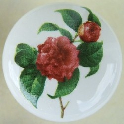 Cabinet Knob Drk Red Rose flower