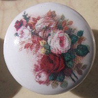 CERAMIC CABINET pull KNOB  PINK PINK ROSE ROSES flower