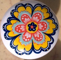 Cabinet Knob Yellow flower