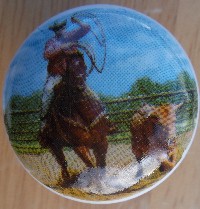 CERAMIC CABINET KNOBS KNOB HORSE RODEO ROPING CALF