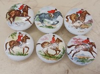CERAMIC CABINET KNOBS FOXHUNT SCENES FOX HUNT