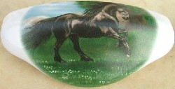 CERAMIC CABINET KNOBS KNOB DRAWER PULL HORSE  BLANKET FRIESIAN