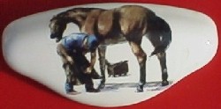 CERAMIC CABINET KNOBS KNOB DRAWER PULL HORSE  BLANKET Farrier