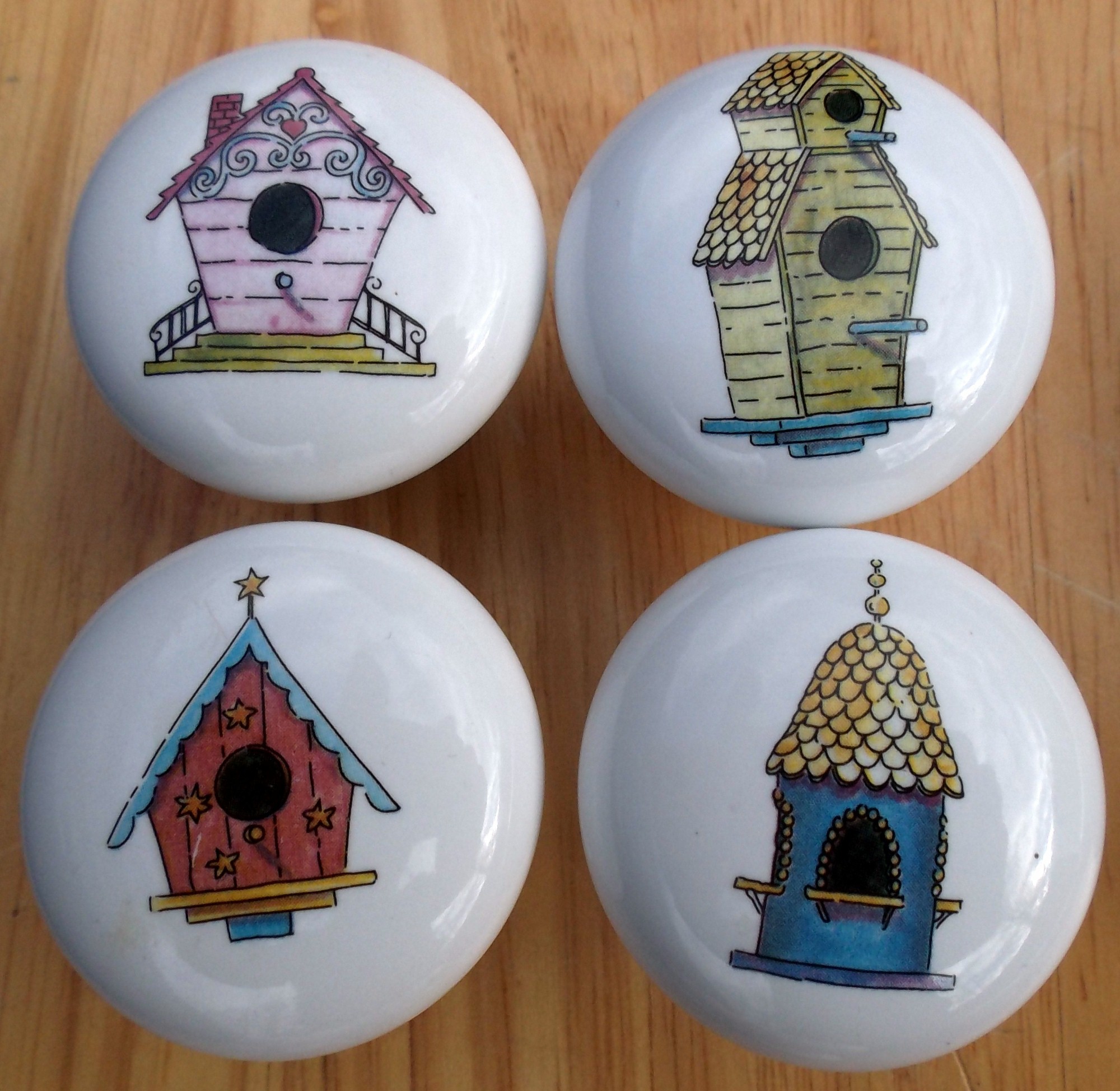 Cabinet Knob 4 Single Birdhouses