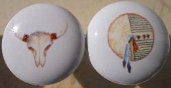 Cabinet knob Indian Shield and Skull